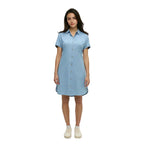 tentree Denim Tern Dress in Light Wash front without tie view