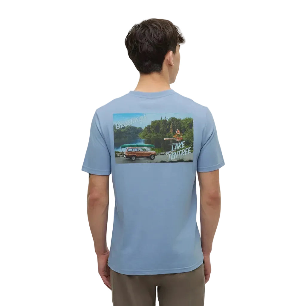 Men’s Tentree Lake T-Shirt in Lakeside Blue Lake Day back view