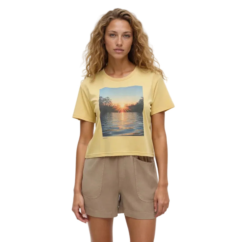 Tentree Lake View Crop Tee in Dusk Yellow Lake View