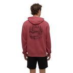 tentree men’s Getaway Relaxed Hoodie in Rosewood and Graphite back view