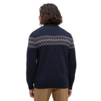 Back view of tentree Men’s Lawrence Sweater in Midnight Blue/Fjord