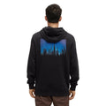 Back view of tentree Men’s Parks Midnight Forest Hoodie in Meteorite Black/Midnight Forest