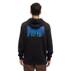 Back view of tentree Men’s Parks Midnight Forest Hoodie in Meteorite Black/Midnight Forest