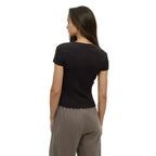 tentree Pinewood Tee in Meteorite Black back view
