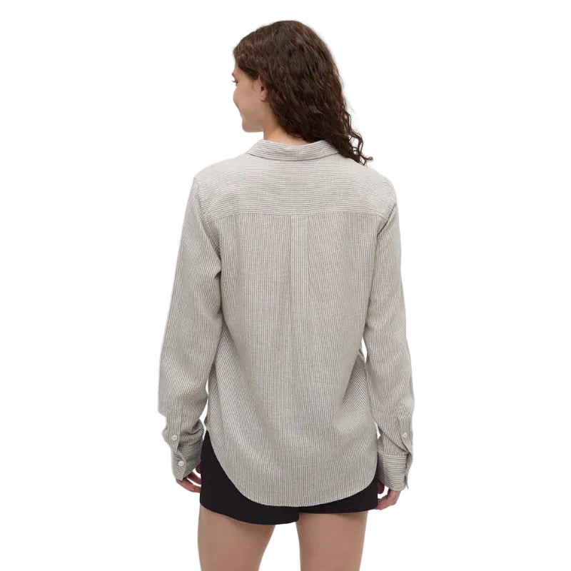 tentree Sloan Shirt in Clay Railroad Stripe back view