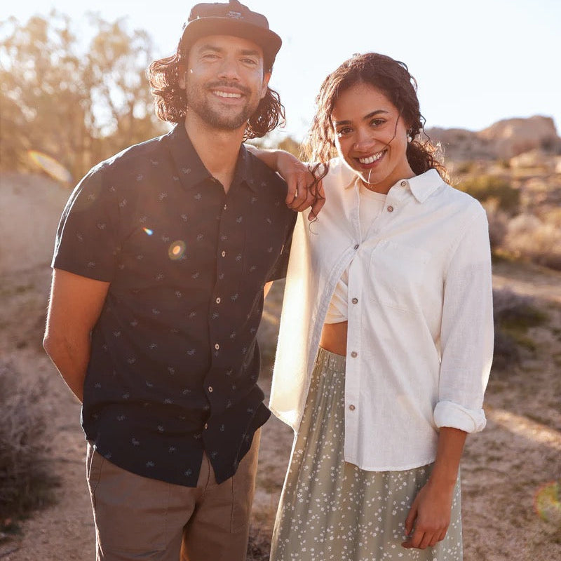 tentree Sloan Shirt in Undyed in lifestyle view