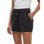tentree TENCEL™ Instow Short in Meteorite Black drawcord and pocket detail