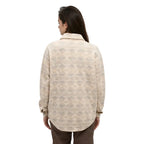 Back view of tentree Women’s Dunes Shacket in Pale Oak Heather V2/Evergreen Ridge