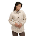 Front view of tentree Women’s Dunes Shacket in Pale Oak Heather V2/Evergreen Ridge