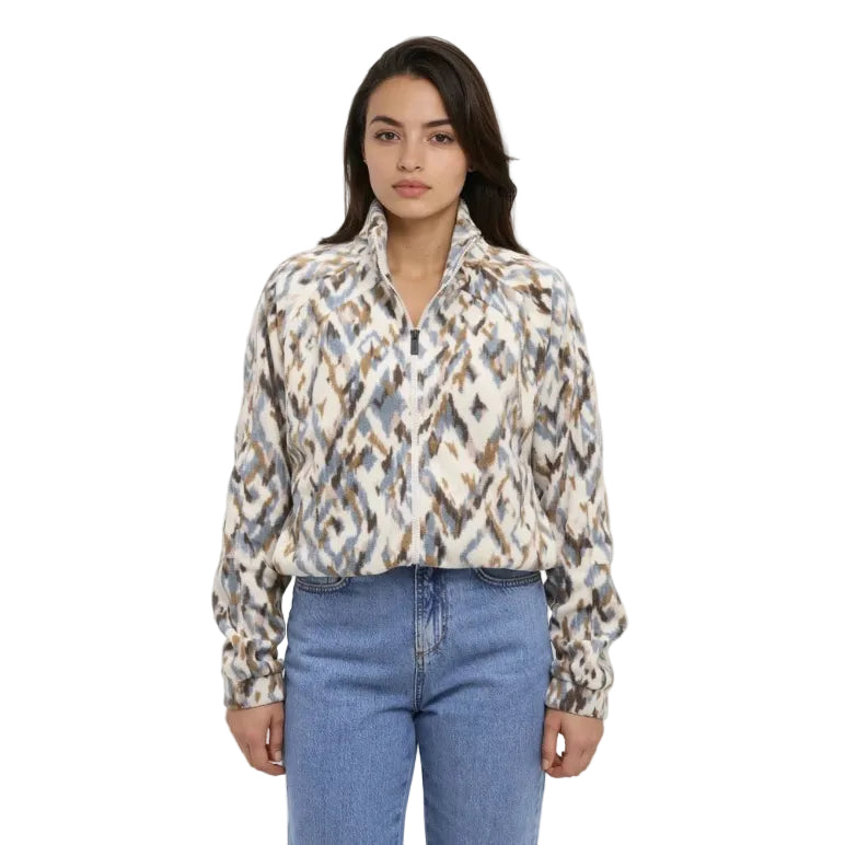 Front view of tentree Women’s Palisade Full Zip in White Oak/Sunset Plains