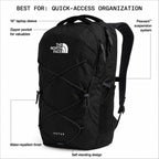 The North Face Jester Backpack in Black-NPF exterior detail view