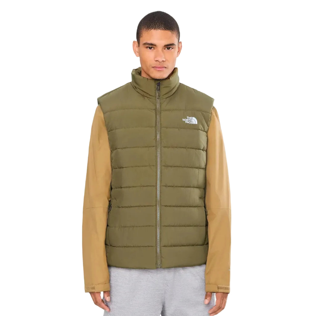 Front view of The North Face Men’s Aconcagua Vest in Caraway Seed