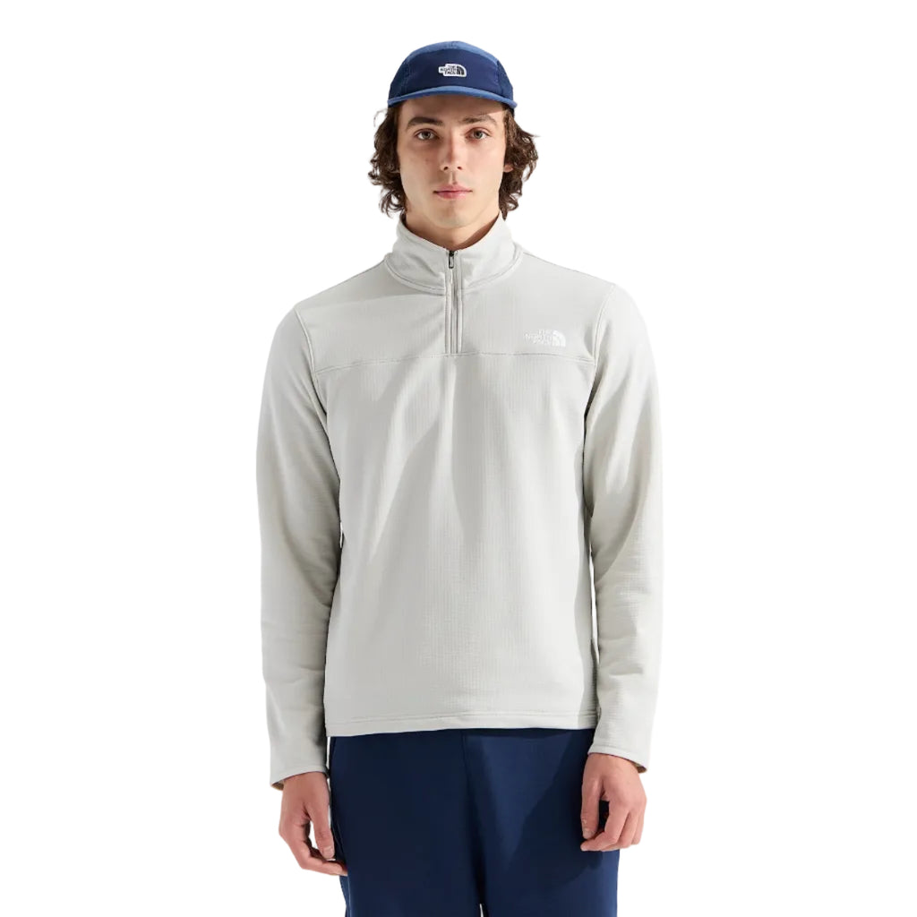 The North Face Men's Cedar Trail Grid Fleece ¼-Zip in Cumulus Cloud front view