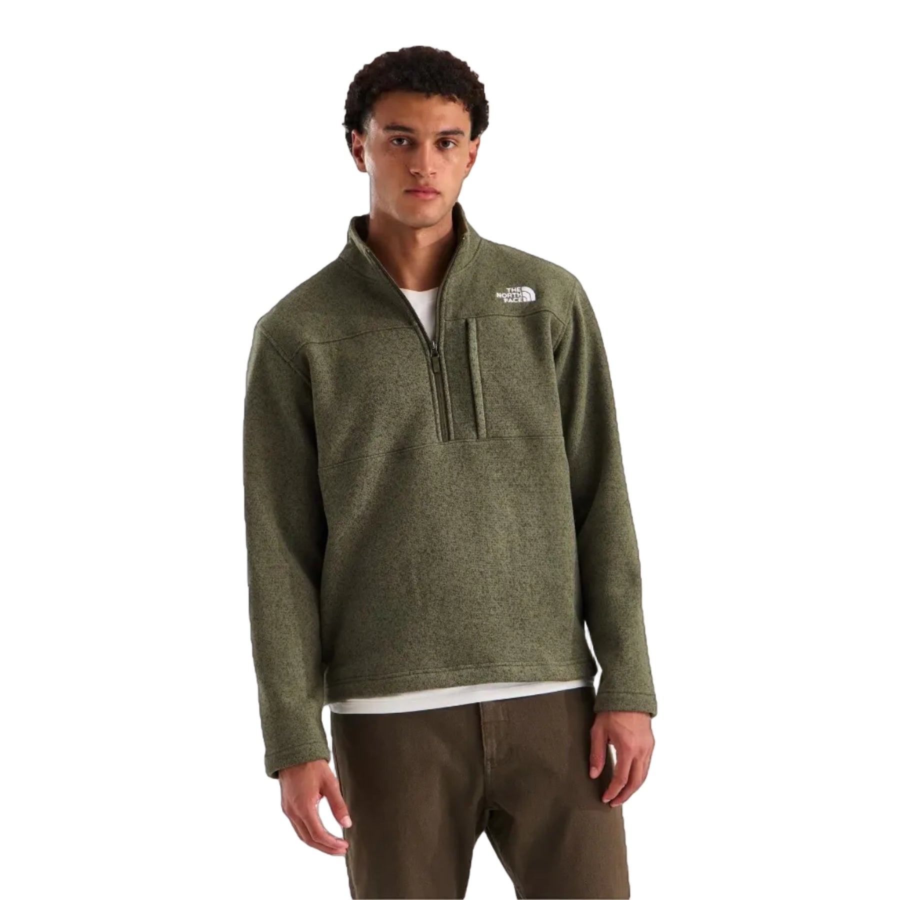 The North Face Men’s Gordon Lyons ¼-Zip in New Taupe Green Heather front view