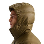 Fabric and down insulation detail of The North Face Men’s Hydrenalite Down Hoodie in Caraway Seed