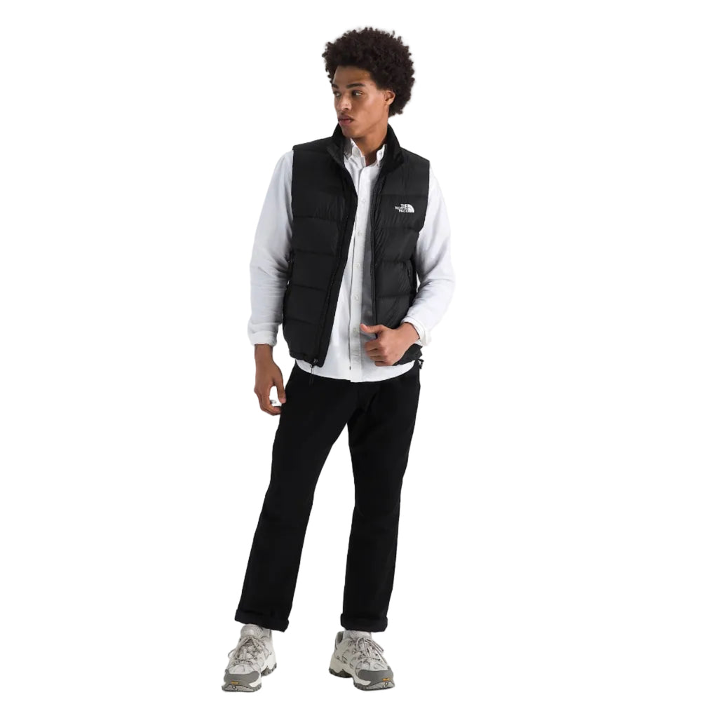 Full front view of The North Face Men’s Hydrenalite Down Vest in Black