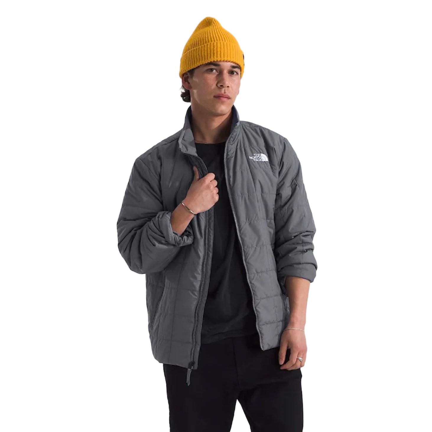 The North Face Men's Junction Insulated Jacket in Smoked Pearl front view