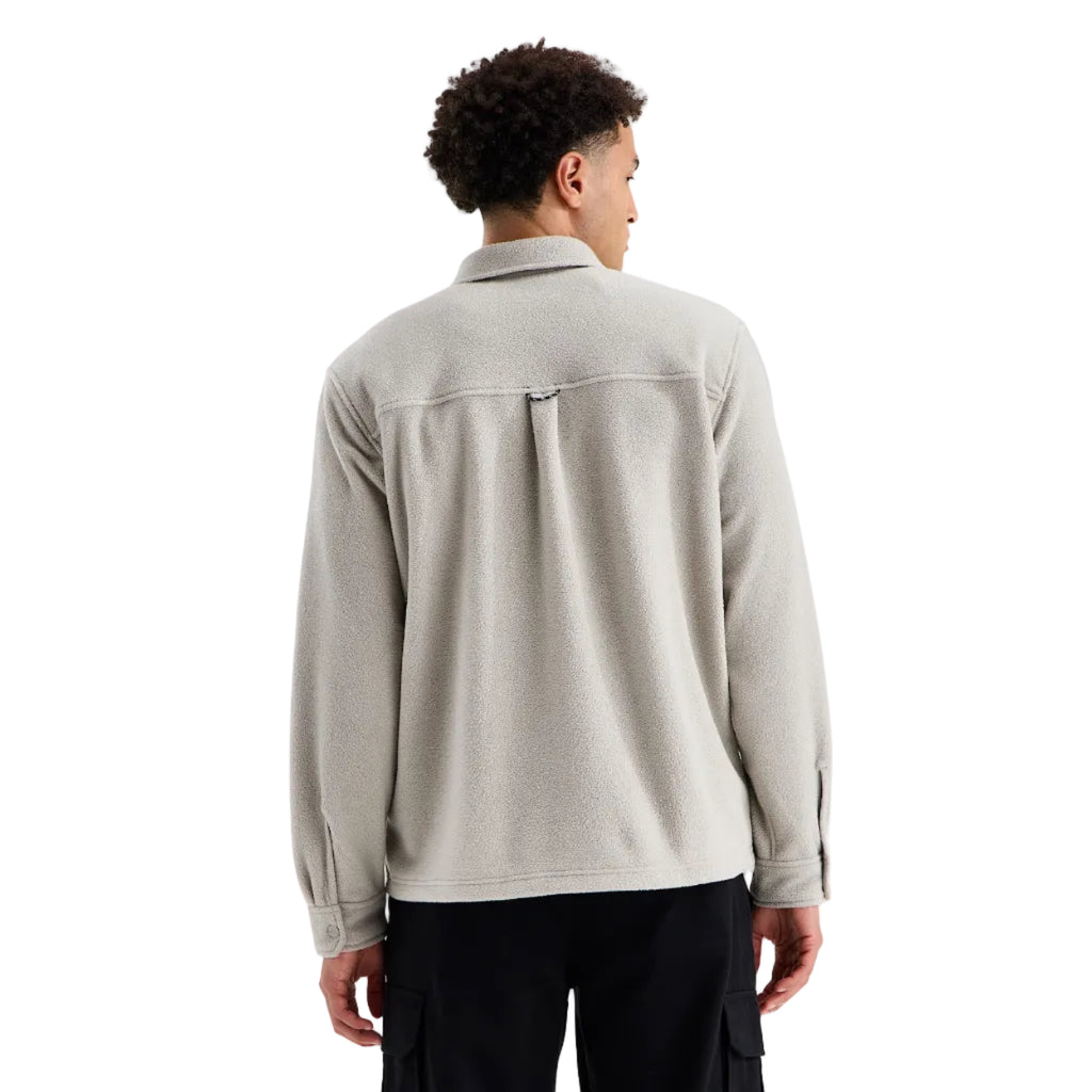 The North Face Men's Open Range Fleece Long-Sleeve Shirt in Stone Slab back view