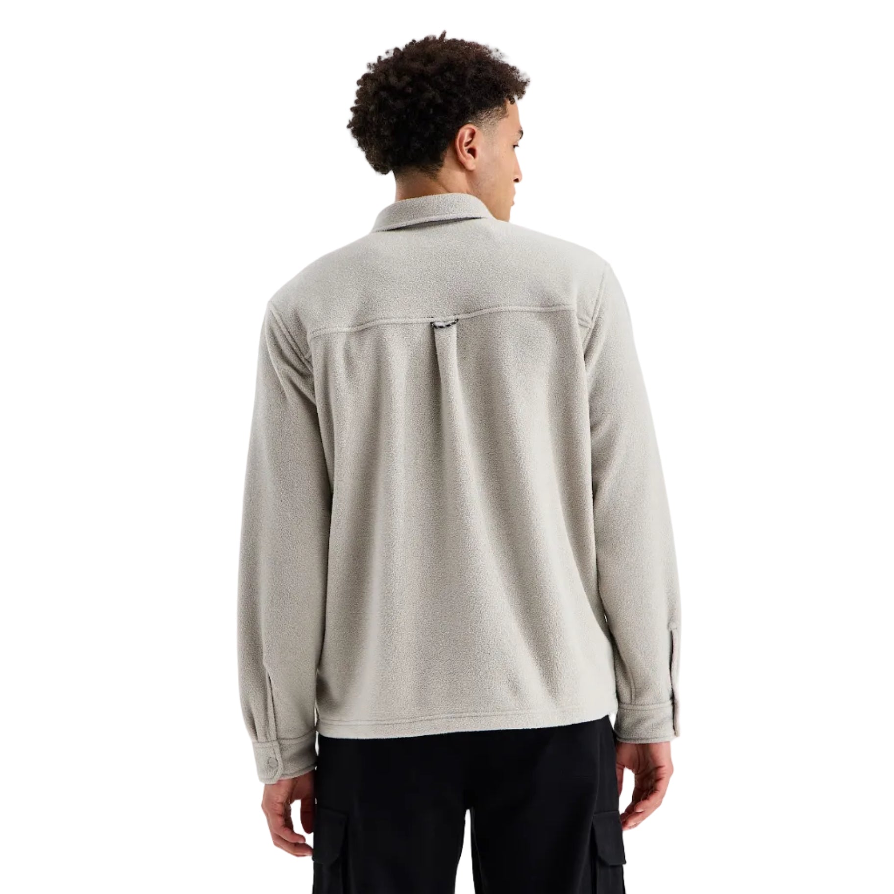 The North Face Men's Open Range Fleece Long-Sleeve Shirt in Stone Slab back view