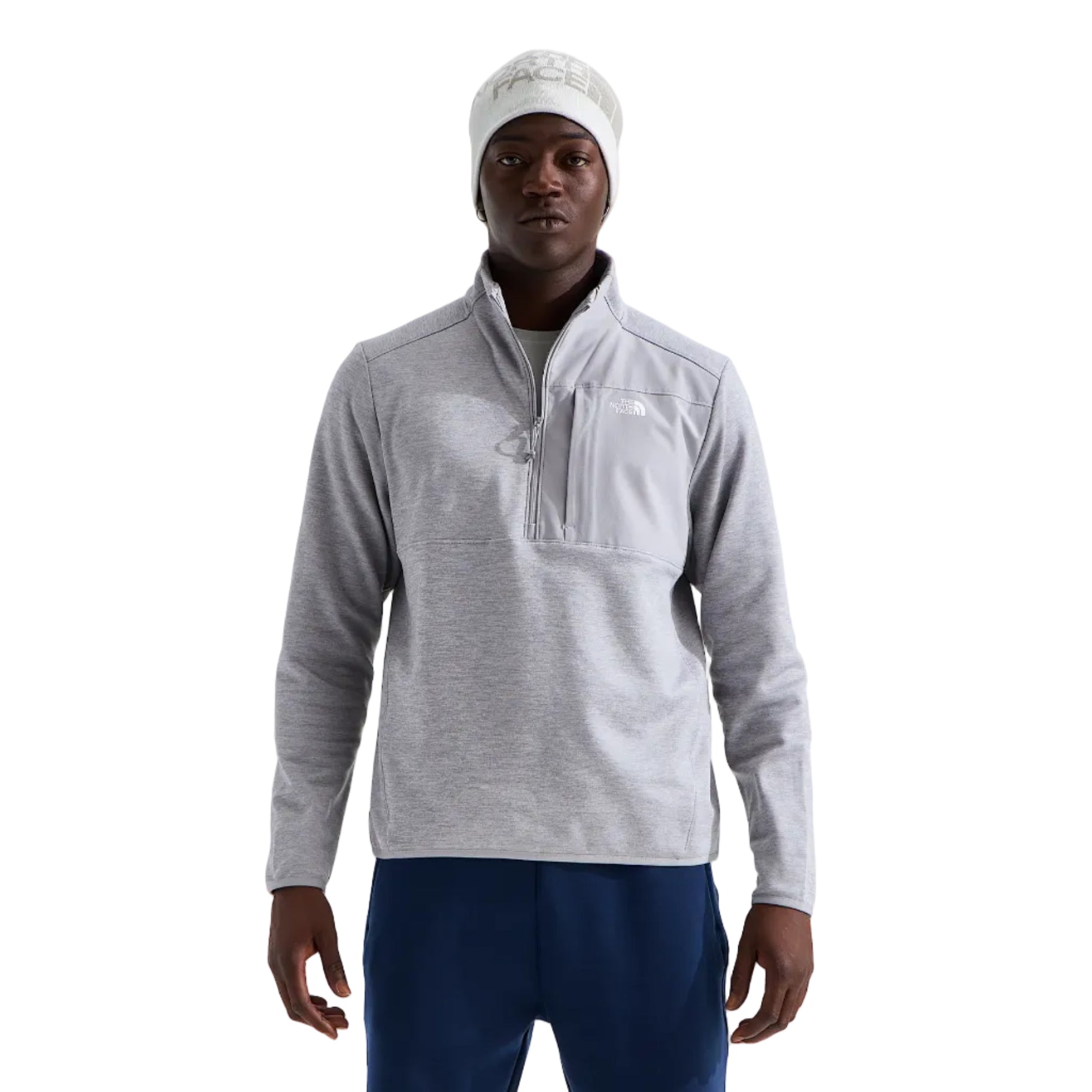 The North Face Men’s TNF Performance Fleece ¼-Zip in TNF Pale Grey Heather front view