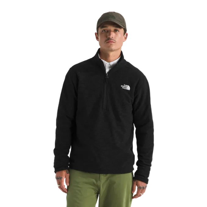 The North Face Men's Textured Cap Rock ¼-Zip in Black Heather front view