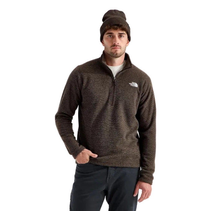 The North Face Men's Textured Cap Rock ¼-Zip in Dark Chestnut Heather front view