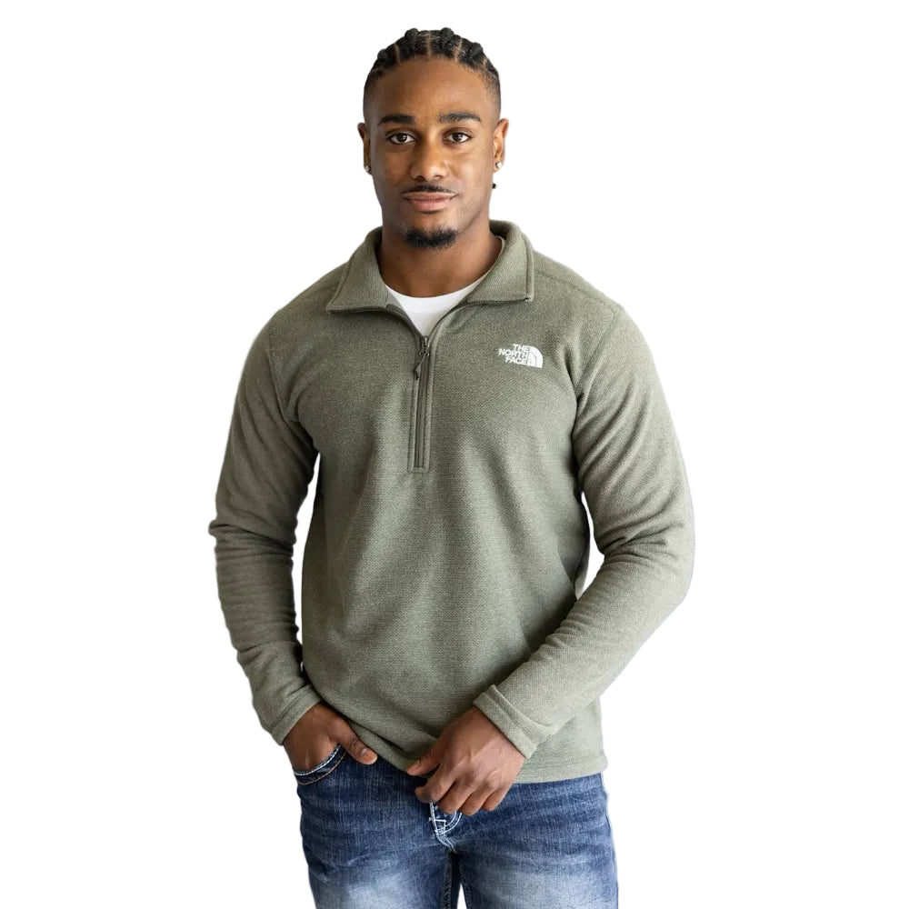 The North Face Men's Textured Cap Rock ¼-Zip in New Taupe Green Heather front view