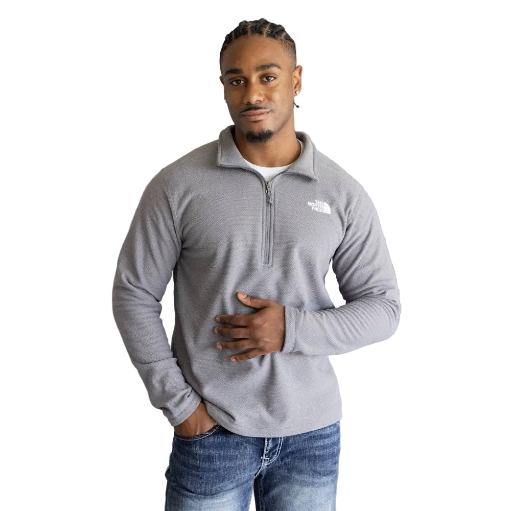 The North Face Men's Textured Cap Rock ¼-Zip in Smoked Pearl Heather front view