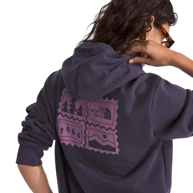 The North Face Women's Exploring Stamps Regular Hoodie in Endless Dusk back view