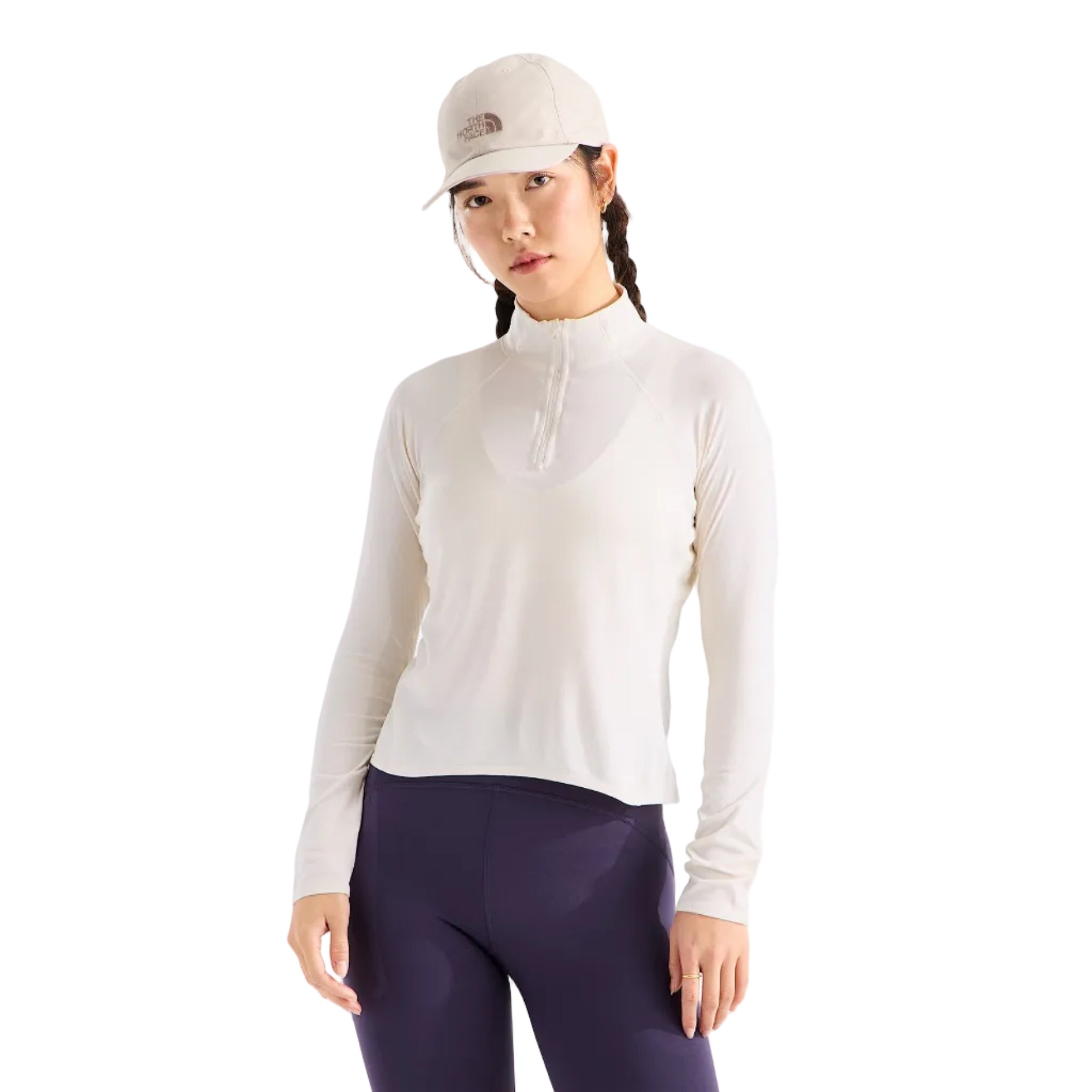 The North Face Women's Jaida ¼-Zip in White Dune Light Heather front view