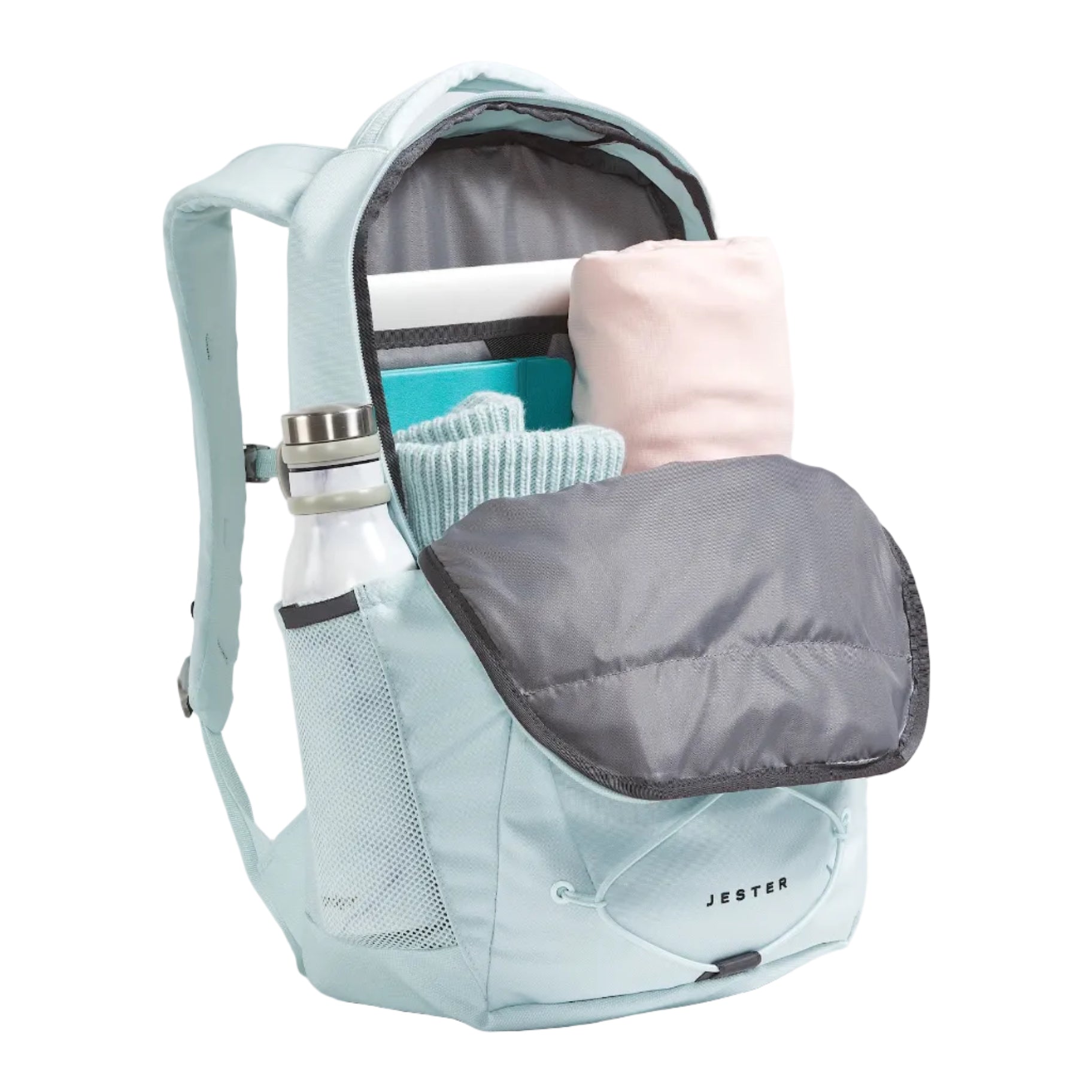 The North Face Women's Jester Backpack in Ice Blue/TNF Black inside detail view
