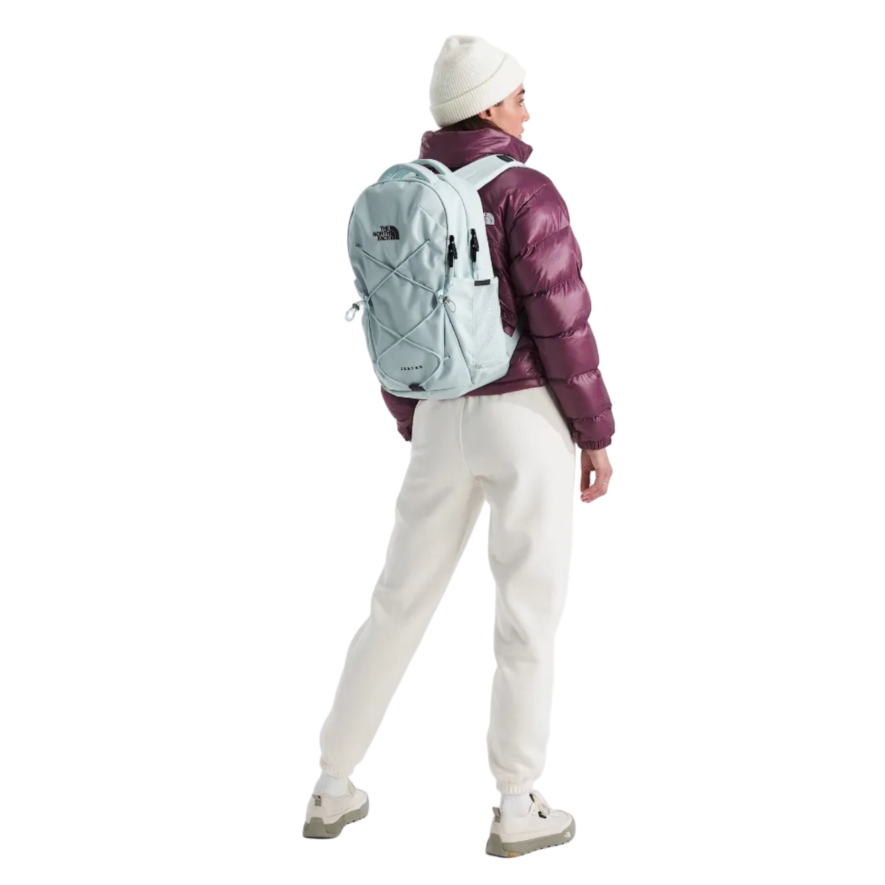 The North Face Women's Jester Backpack in Ice Blue/TNF Black lifestyle view