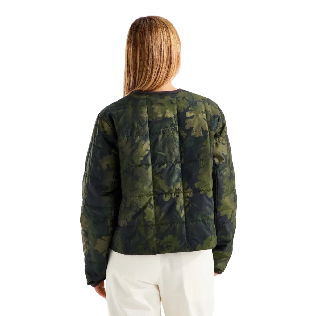 The North Face Women's Lhotse LT Insulated Jacket—Print in Woodland Green Yosemite Oak Print back view