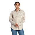 The North Face Women's Mountain Falls Flannel Shirt in White Dune Mini Shadow Plaid front view