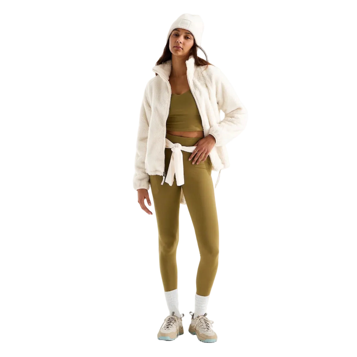 Full front view of The North Face Women’s Osito Evolve Full Zip Jacket in White Dune