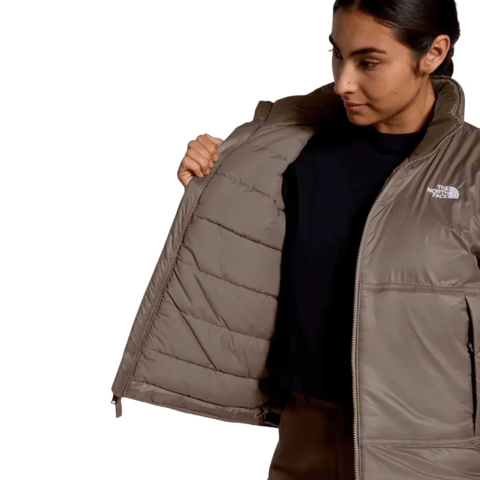 The North Face Women's Pertex Explore Jacket in Garnet lining view