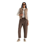 The North Face Women's Pinecrest Heavy Barrel-Leg Pants in Smokey Brown front view