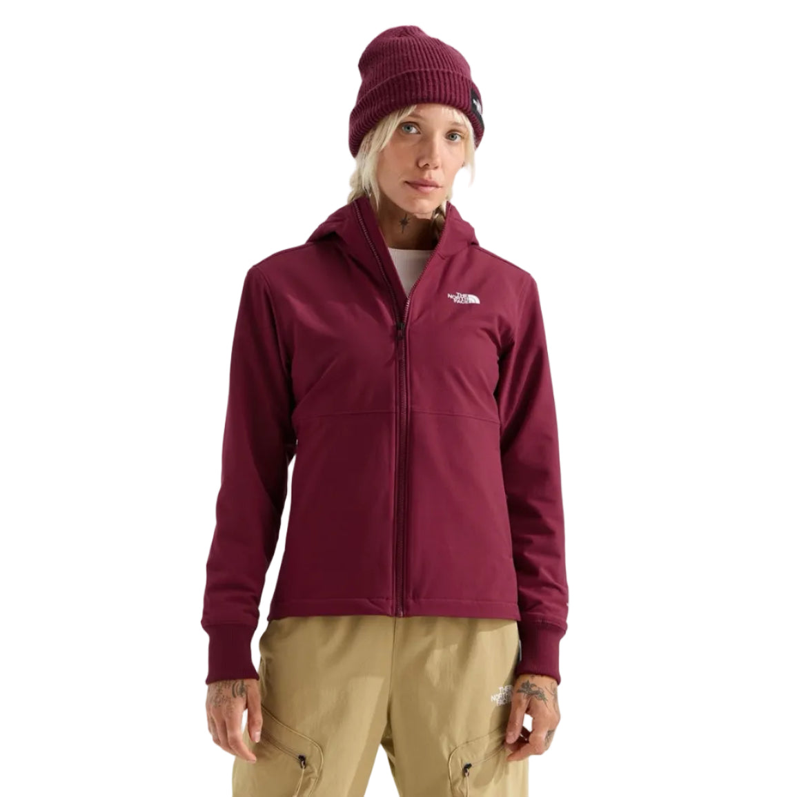 The North Face Women's Shelbe Raschel Hoodie in Burgundy Crush front view
