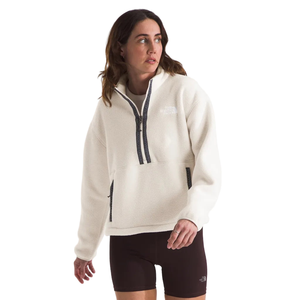 The North Face Women's TNF Fleeski ¼-Zip Pullover in White Dune front view