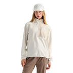 The North Face Women's TNF Performance Fleece ¼-Zip in White Dune Light Heather/Desert Stone front view