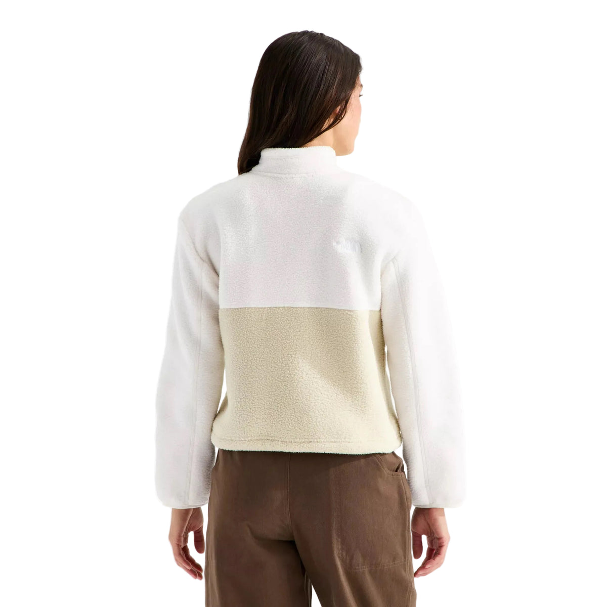 Back view of The North Face Women’s Yumiori ¼ Zip in Desert Stone/White Dune