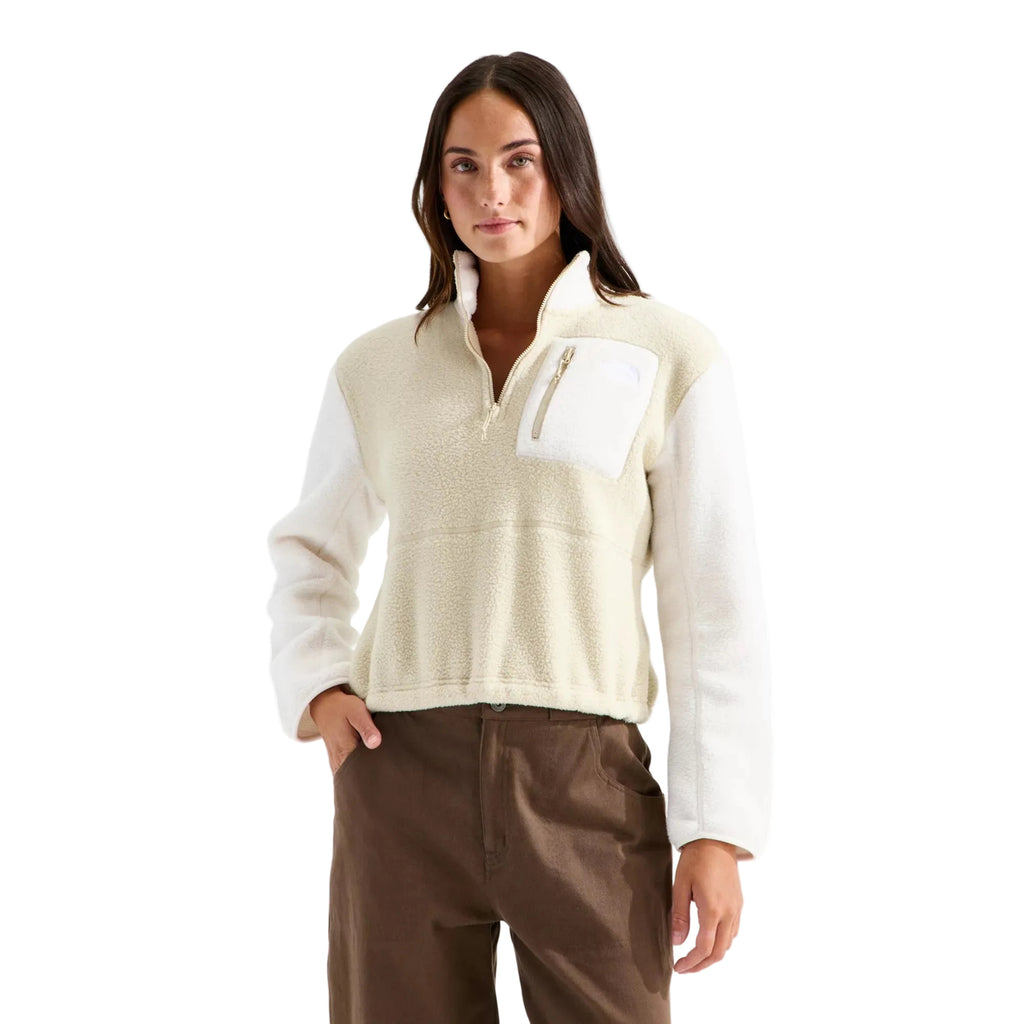 Front view of The North Face Women’s Yumiori ¼ Zip in Desert Stone/White Dune