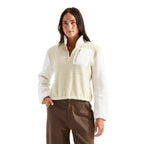 Front view of The North Face Women’s Yumiori ¼ Zip in Desert Stone/White Dune