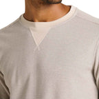 Detail of Toad & Co Men's Framer LS Crew in Heather Grey Stripe