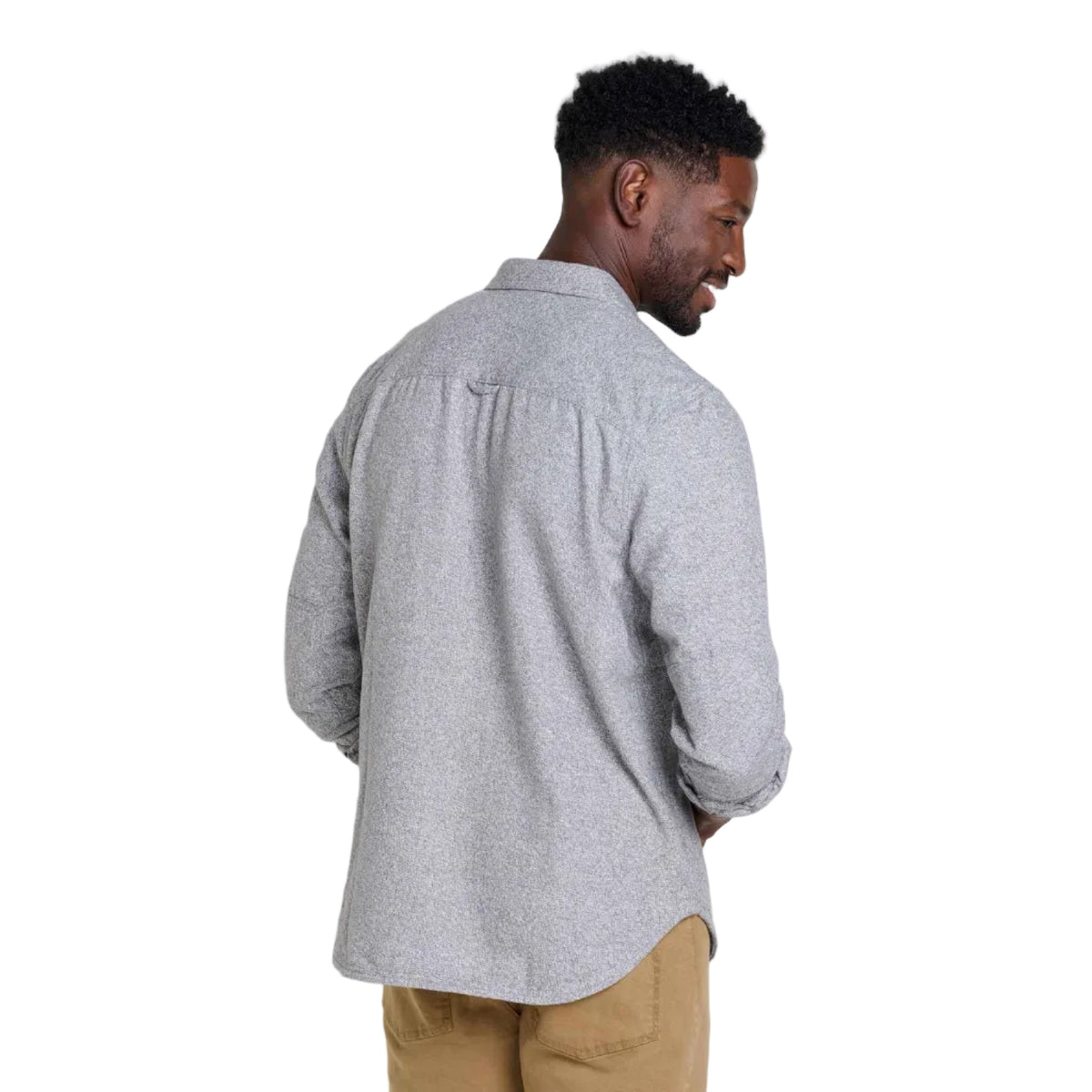 Back view of Toad&Co Men's Ranchero Long Sleeve Shirt in Smoke