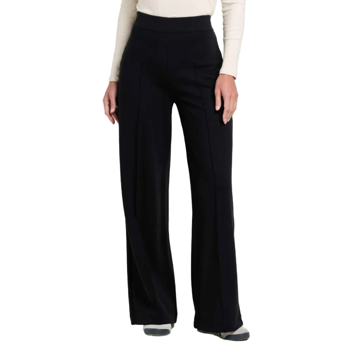 Toad & Co Women's Mason St. Ponte Wide Leg Pant in Black front view