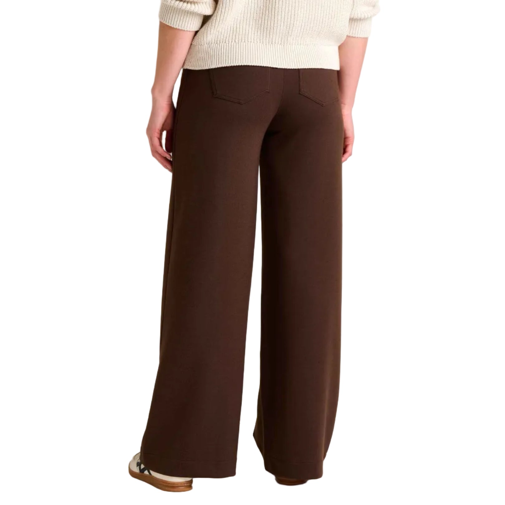 Toad & Co Women's Mason St. Ponte Wide Leg Pant in Chestnut back view