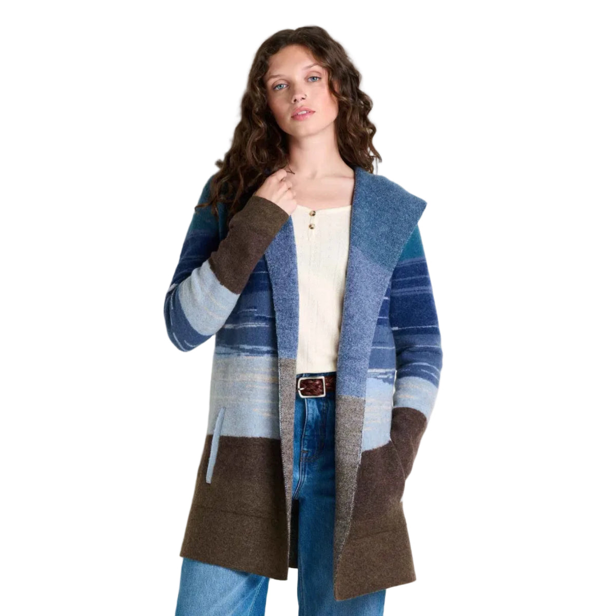 Toad&Co Women's Merino Heartfelt Hoodie in Twilight Pattern, front view