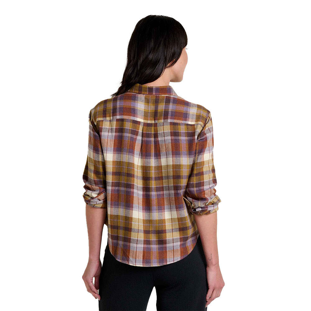 Toad & Co Women's Re-Form Flannel Boxy Shirt in Aster Madras back view