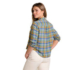 Toad & Co Women's Re-Form Flannel Boxy Shirt in Kyanite back view